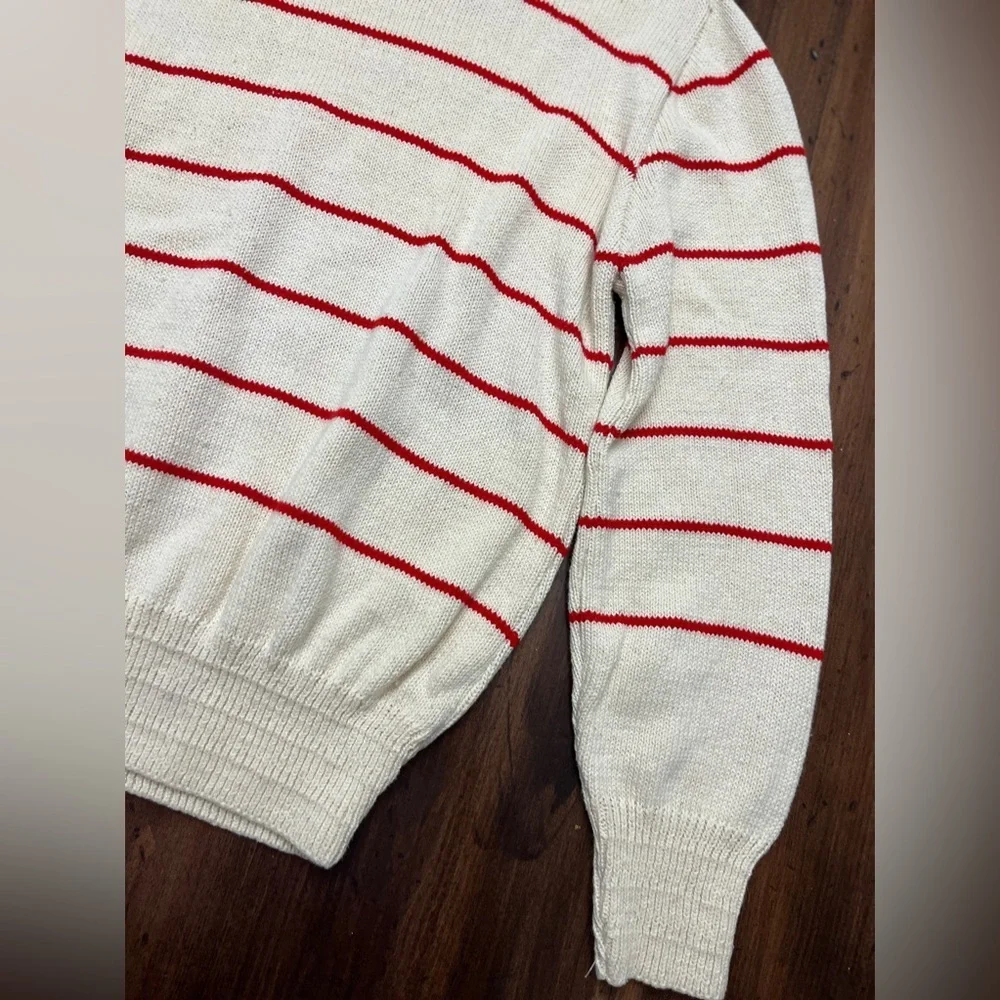 Par Four Sweater Vintage 90’s Deadstock Cream Red Stripes 100% Cotton Golf EUC - Picture 4 of 15